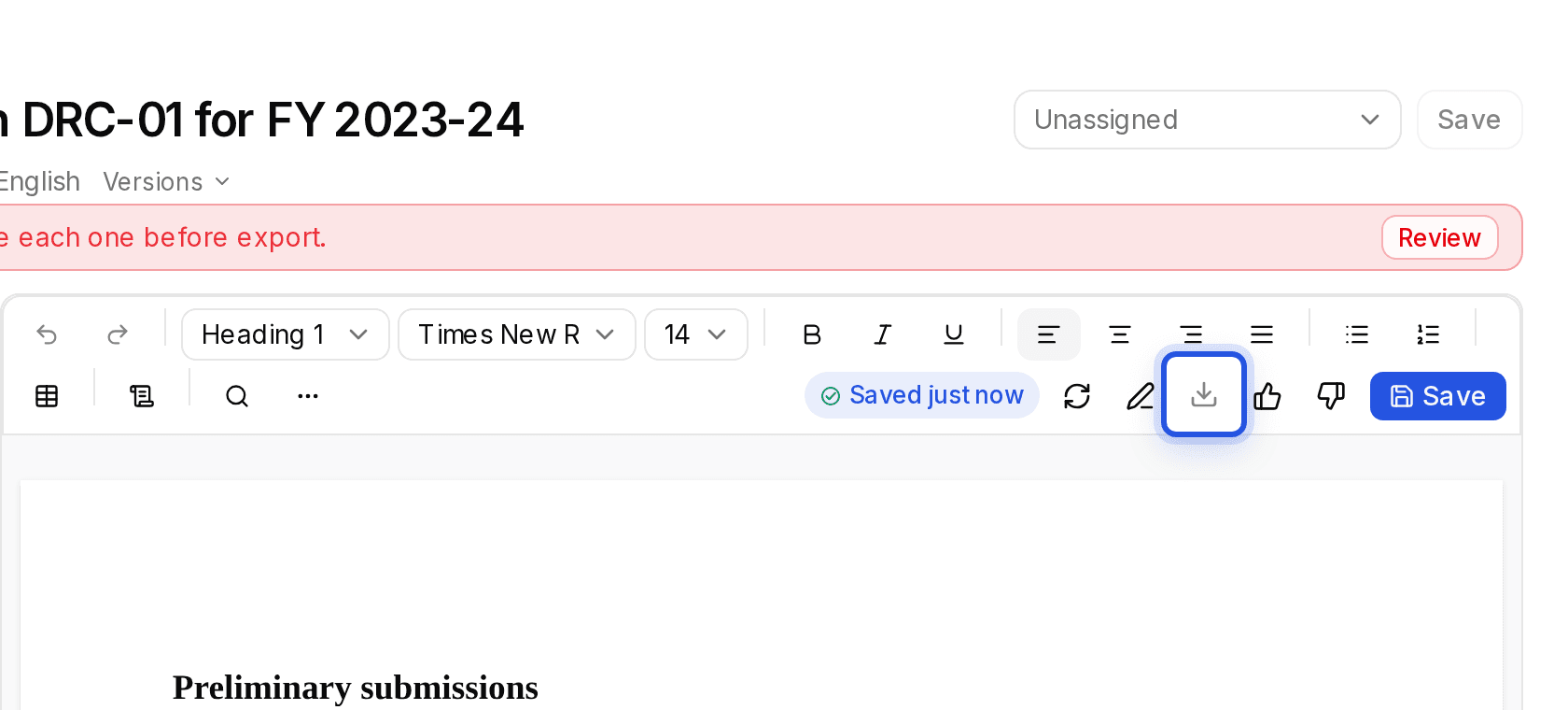 The Download button in the editor toolbar, highlighted.